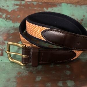 Vineyard Vines orange and Brown Belt with Gold Buckle